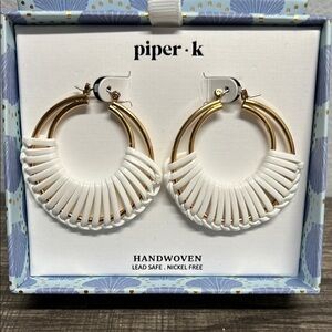 Piper Gold & White Handcrafted Hoop Earrings ✨